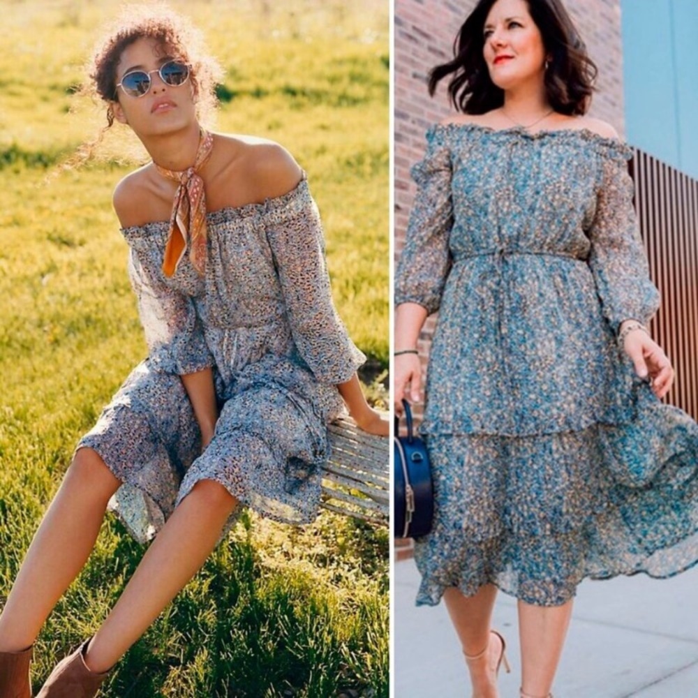 Anthropologie Kira Off-the-Shoulder Peasant Floral Dress: size 12P